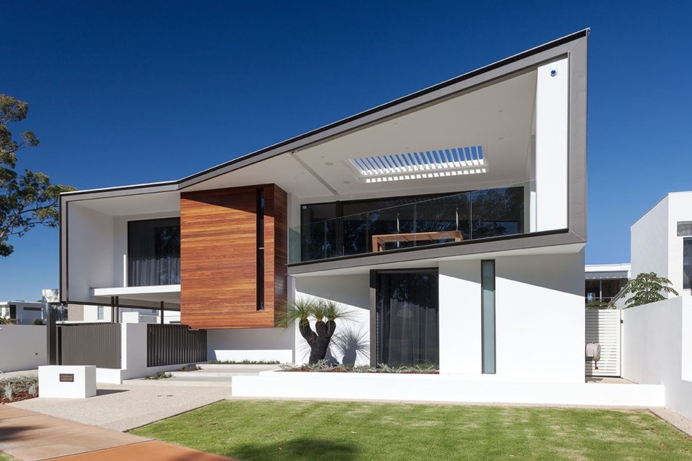 Inspiration for a contemporary two-storey exterior in Perth.
