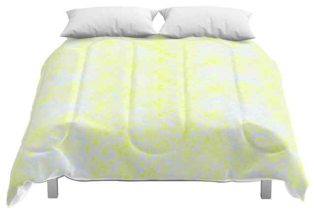 Society6 Damask Yellow Comforter Contemporary Comforters And