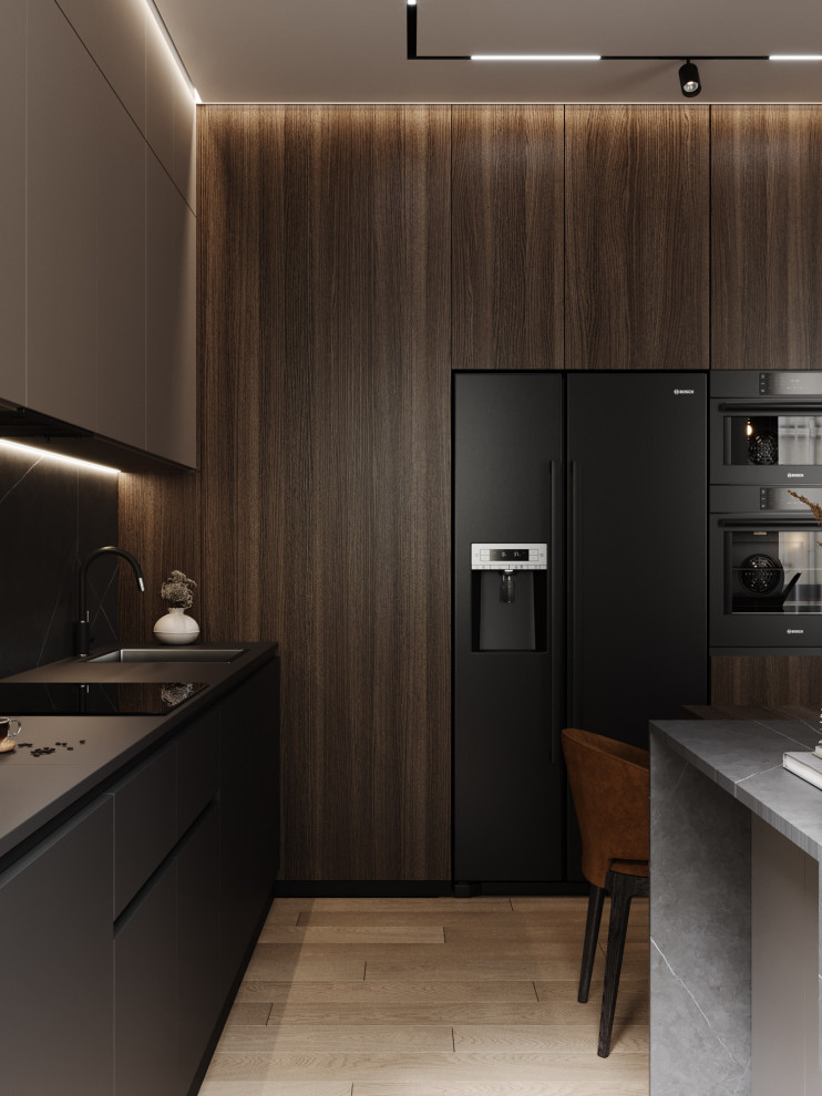 Брутальный современный интерьер, ЖК Румянцево Парк