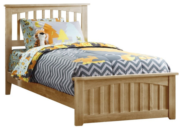 Mission Twin XL Bed with Matching Foot Board in Natural