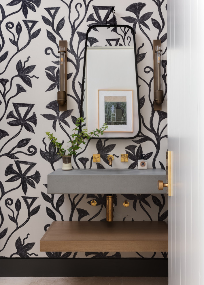 Example of a transitional powder room design in Dallas