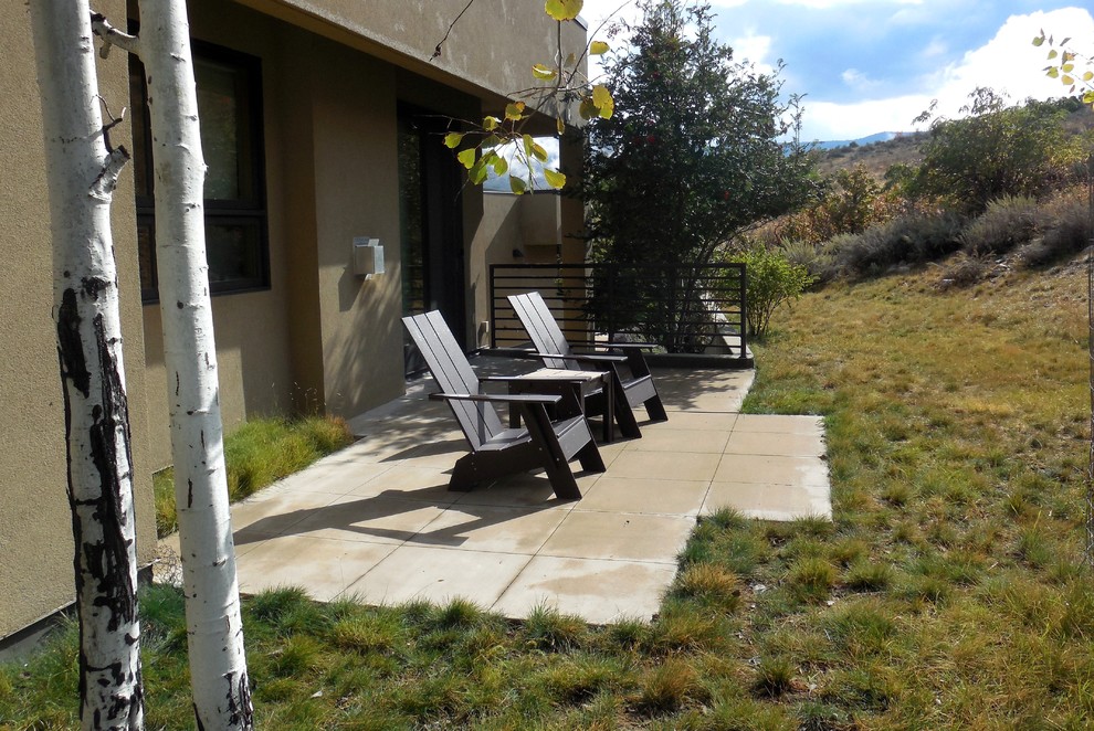 Mid-sized modern backyard partial sun xeriscape in Salt Lake City with concrete pavers for summer.