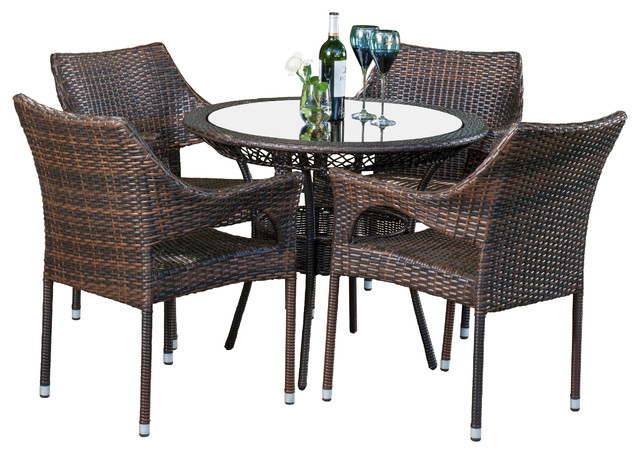 Del Mar Outdoor Multibrown Wicker 5 Piece Dining Set Del Mar Outdoor Multibrown Wicker 5 Piece Dining Set