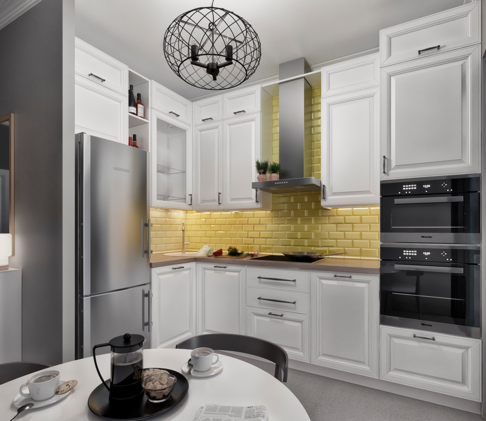 Проект кухни-гостиной площадью 14 м² для семьи из двух человек.