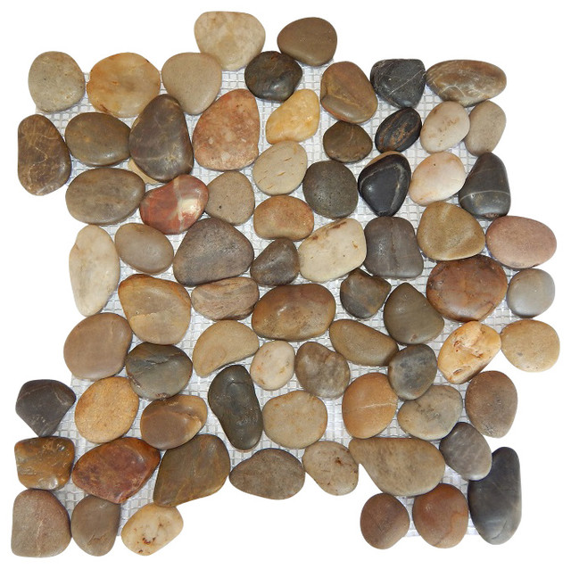 12 X12 Polished River Pebble Tiles Set Of 10 Mosaic Tile By 12 X12 Polished River Pebble Tiles