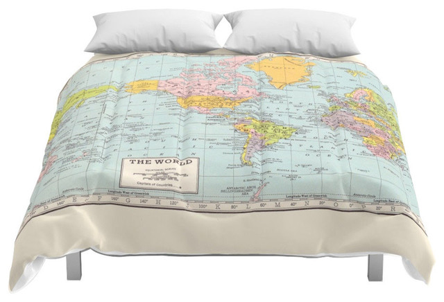 Society6 World Map Comforter Contemporary Comforters And