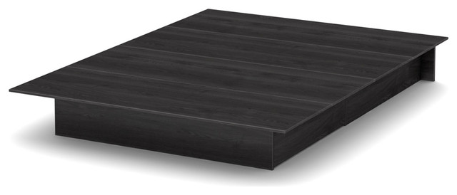 Platform Bed with Drawers in Gray Oak Finish