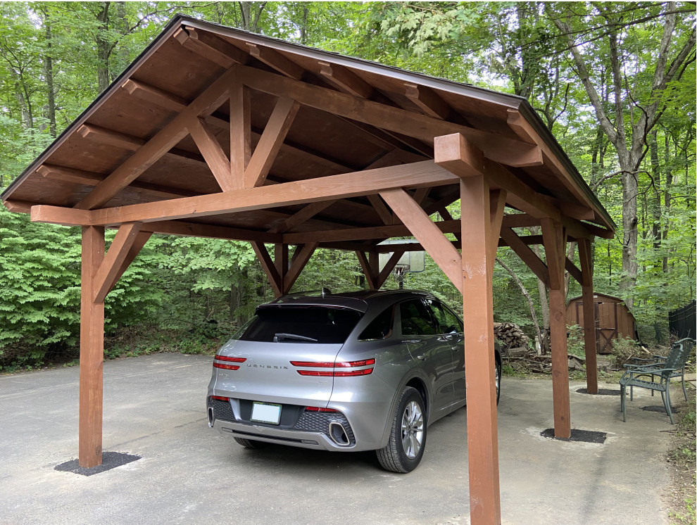 Design ideas for a detached single carport in New York.