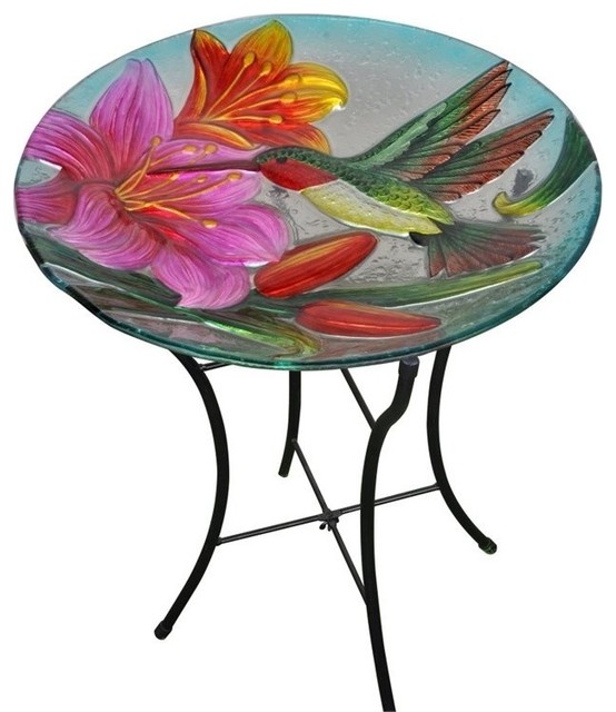 Teamson Design Corp. HandPainted Hummingbird Glass Bird Bath