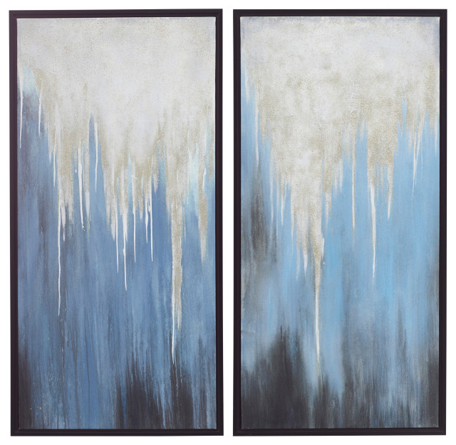 Contemporary Blue Canvas Framed Wall Art 560787 Contemporary Prints