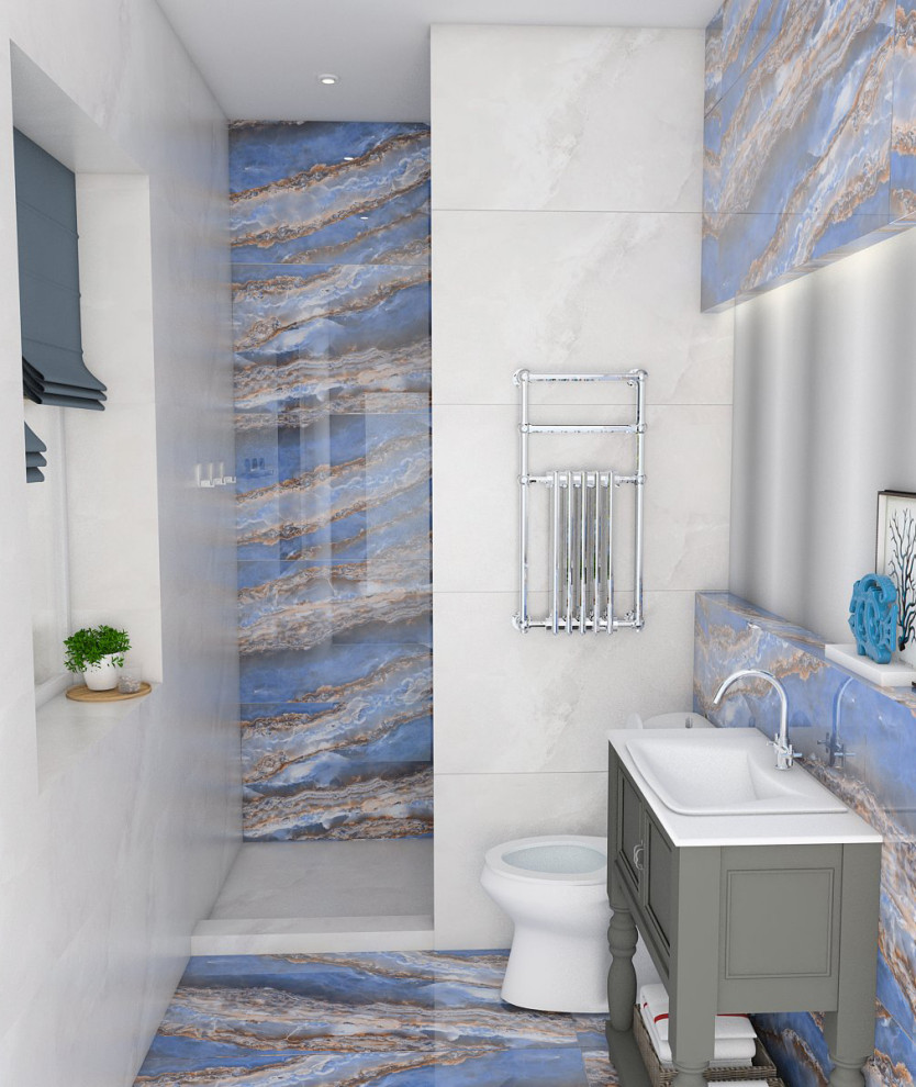 Сан. узел с акцентным керамогранитом