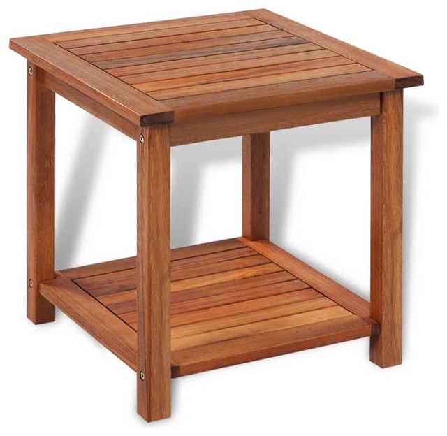 vidaXL Outdoor Acacia Wood End Table Oil Finished Garden Patio Porch