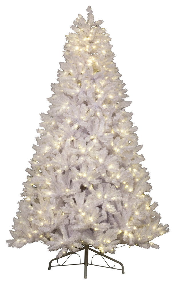15' Classic White PreLit Tree With Warm White Lights, A Metal Stand