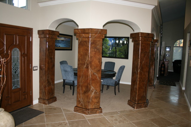 Faux Marble Fireplace And Columns Eclectic Los Angeles By