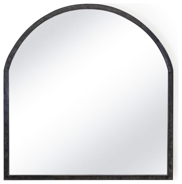 Regina Andrew Knox Leather Mantle Mirror, Black Transitional Wall