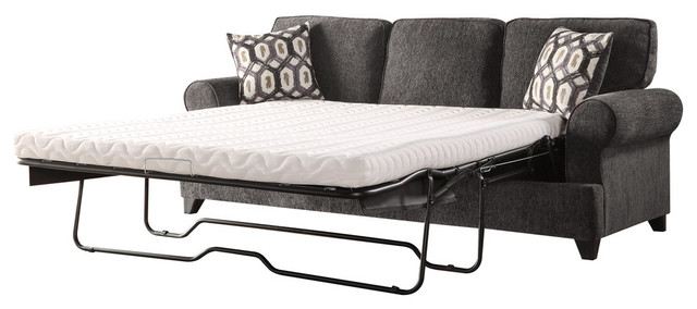 Acme Alessia Sofa With Sleeper Queen Dark Gray Chenille