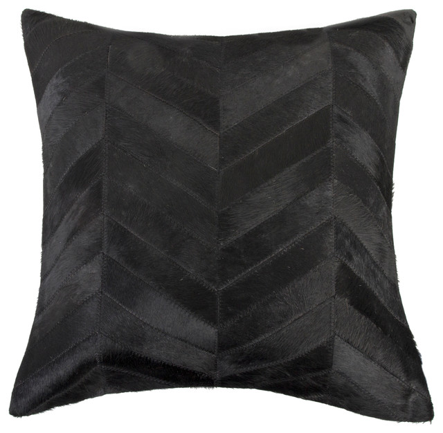 Torino Chevron Pillow Black 18 X18 Contemporary Decorative