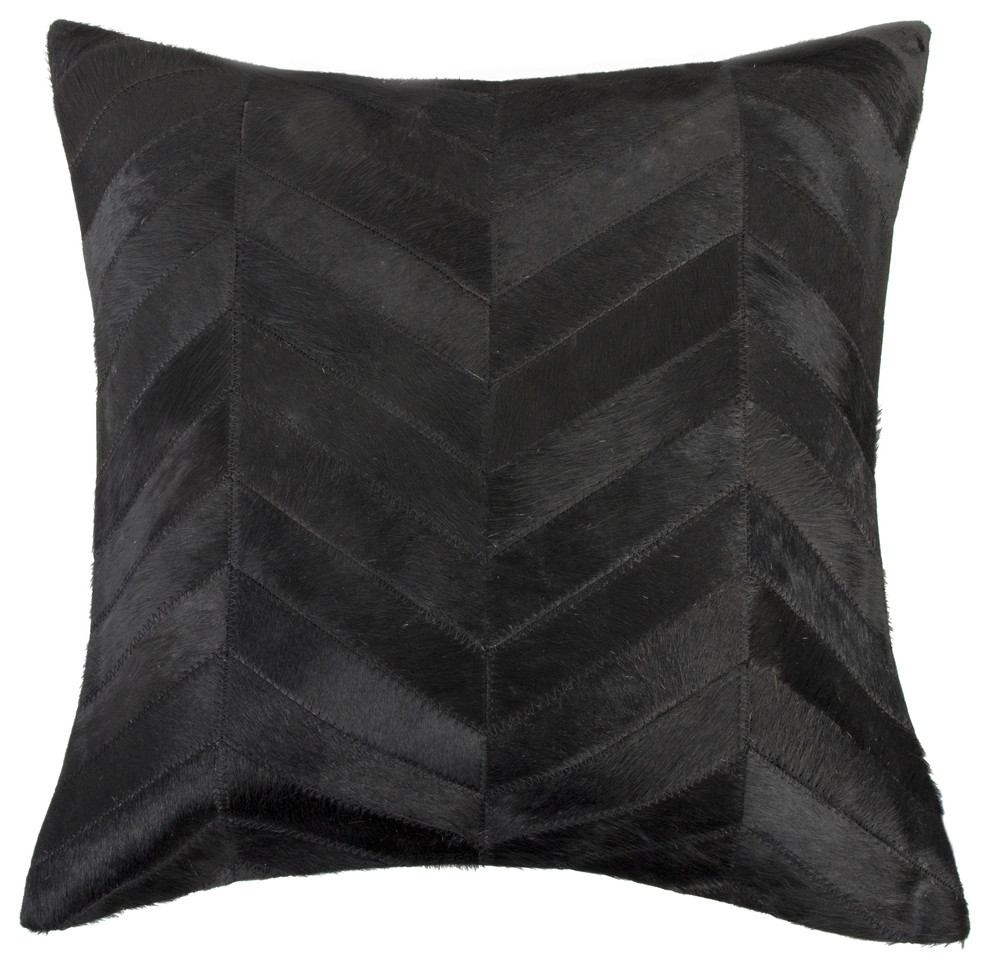 Torino Chevron Pillow, Black, 18"x18"