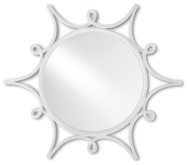 Currey & Company 10000096 Sabina Small Mirror in Gesso White/Mirror