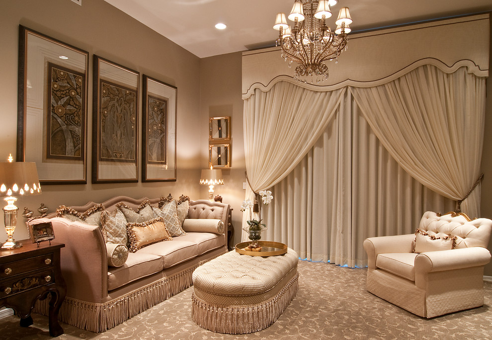 This is an example of a traditional formal enclosed living room in Phoenix with beige walls.