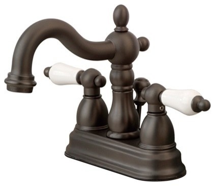 Kingston 4" Centerset Bathroom Faucet w/Plastic Pop-Up, Oil Rubbed Bronze