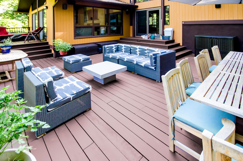 Deck - large transitional backyard deck idea in New York with no cover