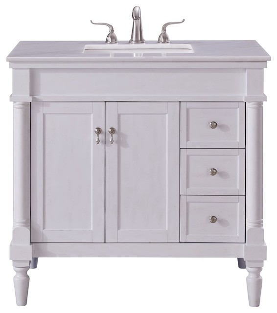 Elegant Lexington 36" Single Bathroom Vanity Set, Antique White