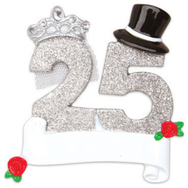 25th wedding anniversary christmas ornament