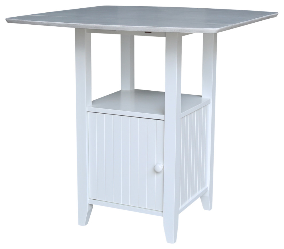 Dual Drop Leaf Bistro Table, Counter Height with Storage Transitional