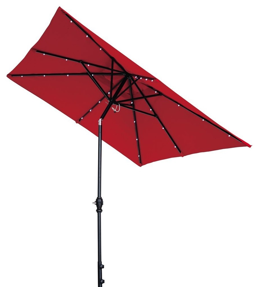 Solar Powered Patio Umbrella With 32 Led Lights Tilt And Crank 7 X9 Transitional Outdoor Umbrellas Other By Appearances International