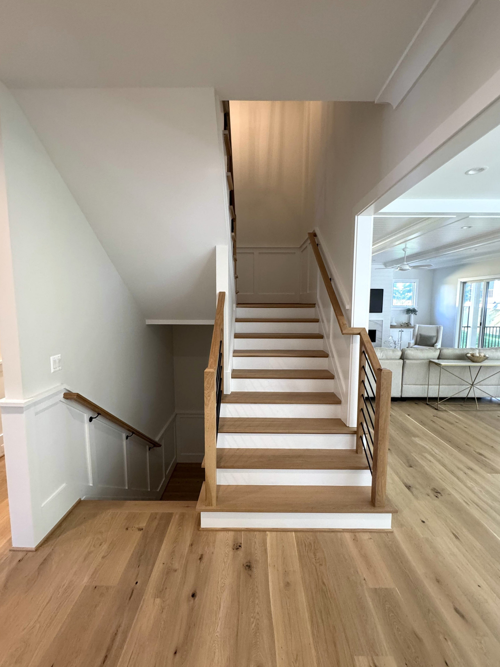 140_Modern White Oak Stair with Horizontal Bar Rail, Falls Church, VA 22043