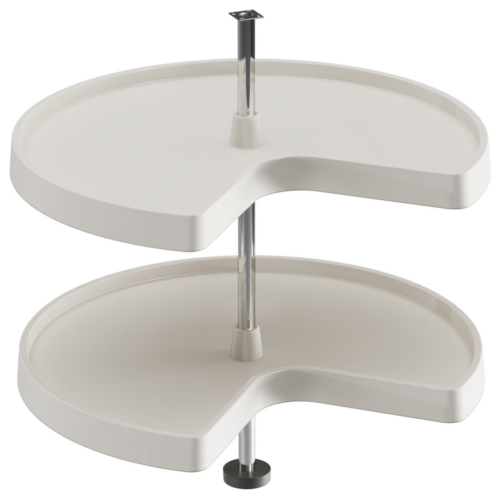 Dowell Lazy Susan Kidney Shape, 2 Tier, White Contemporary Pantry