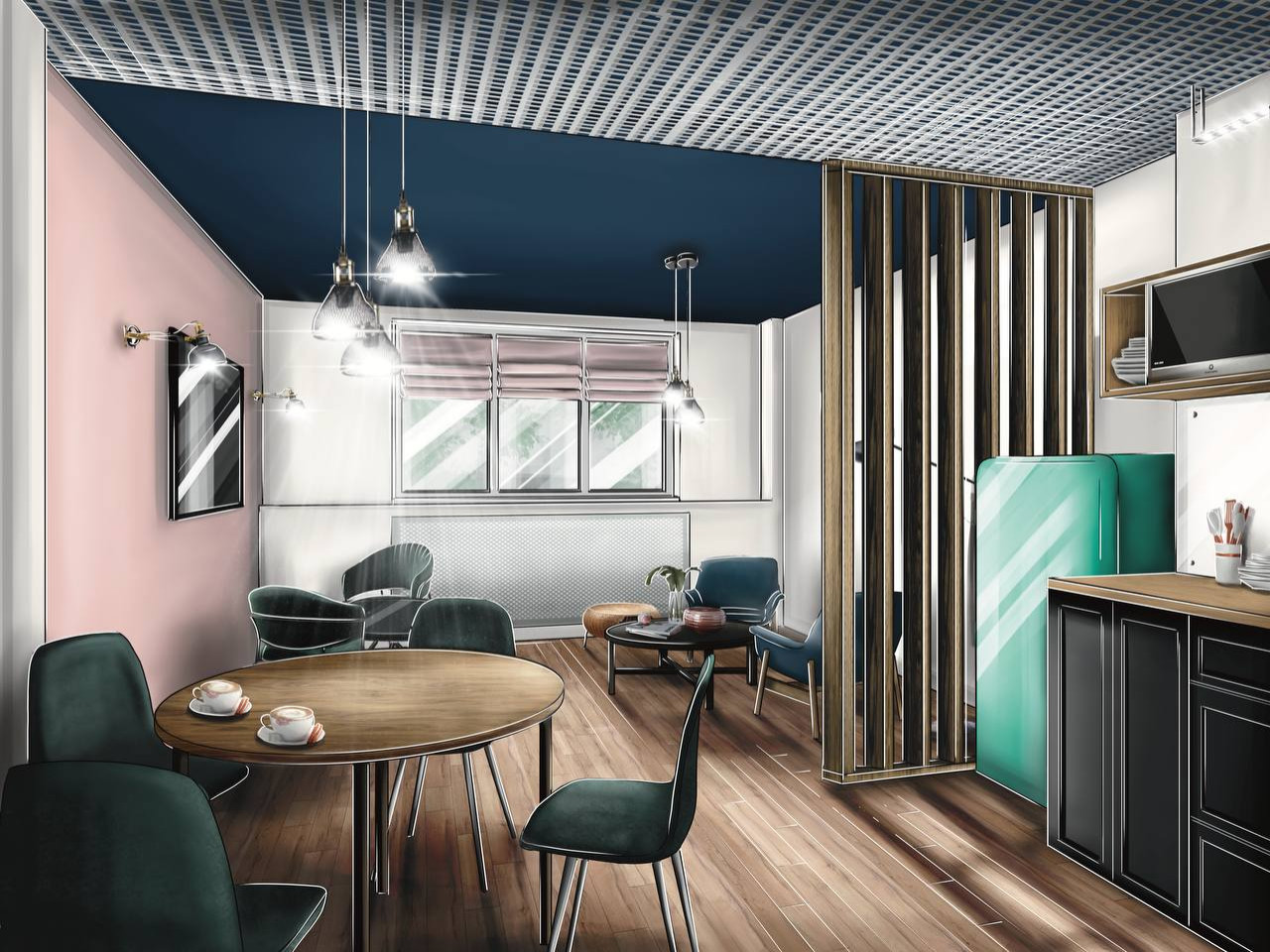 Комната обеда и отдыха в офисе