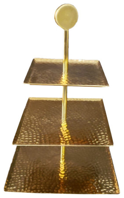 Handcrafted 3-Tier Hammered Steel Stand - Rustic Fruit Basket Or Kitchen Storage Rack, Made In USA