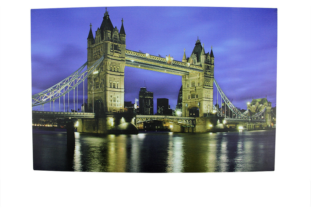 Battery Operated 6 LED London Bridge Scene Canvas Wall Hanging, 23.5"