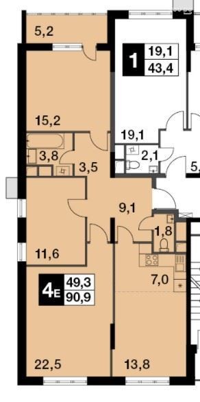 Дизайн двухкомнатной квартиры 60 кв. м. Фото 2022