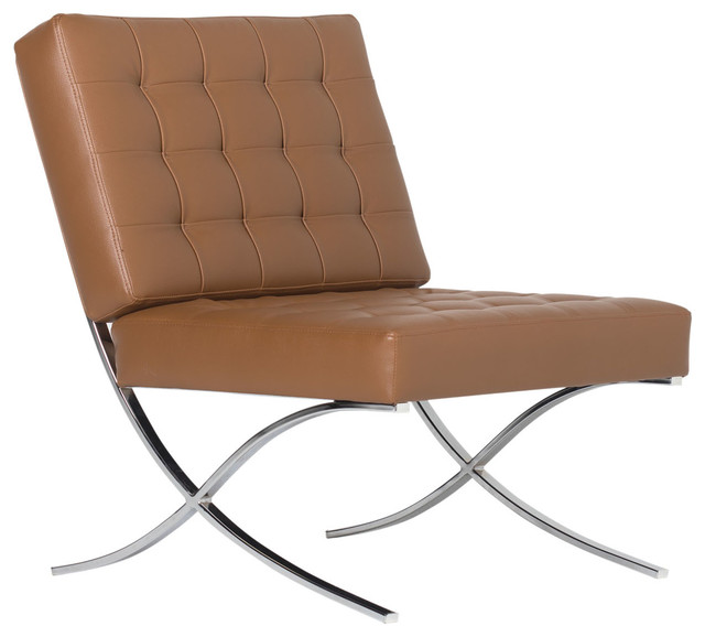 Studio Designs Home Atrium Bonded Leather Barcelona Chair, Caramel - Contemporary - Armchairs 