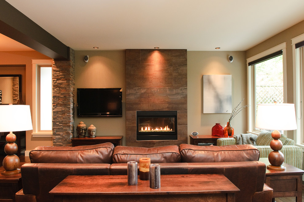 Design ideas for a transitional family room in Vancouver.