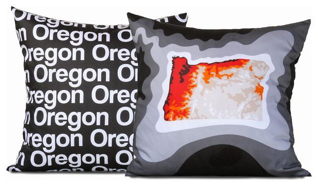 Oregon Map Pillow, Charcoal