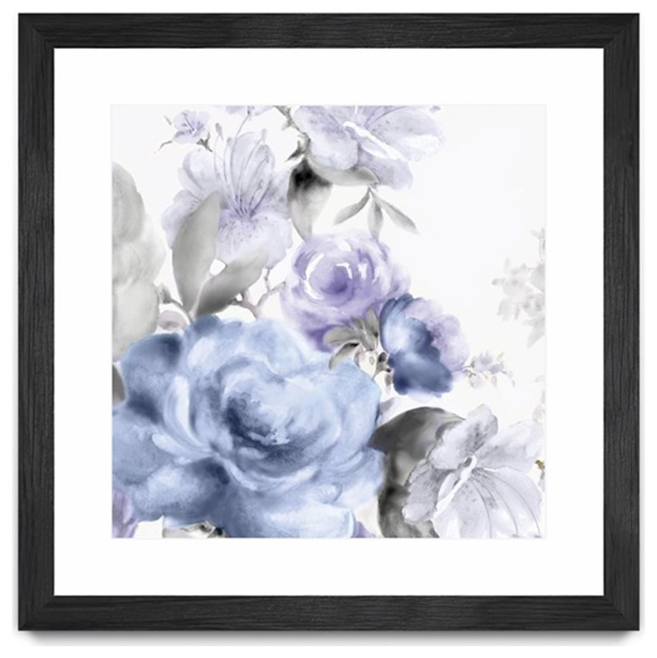 Giant Art 36x36 Light Floral I Matted and Framed in Purple