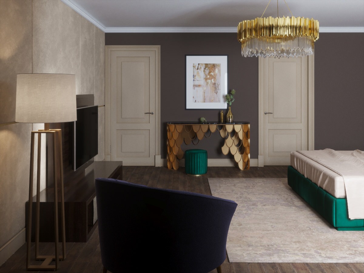 Chic Bedroom by Anna Zarechnaya | BRABBU furniture| MAYA Chair| KOI Console