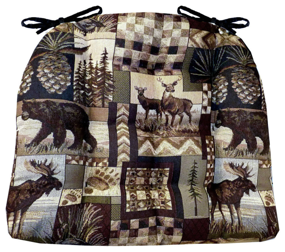 Woodlands Peters Cabin Dining Chair Pads, Rustic Lodge Rustic Seat