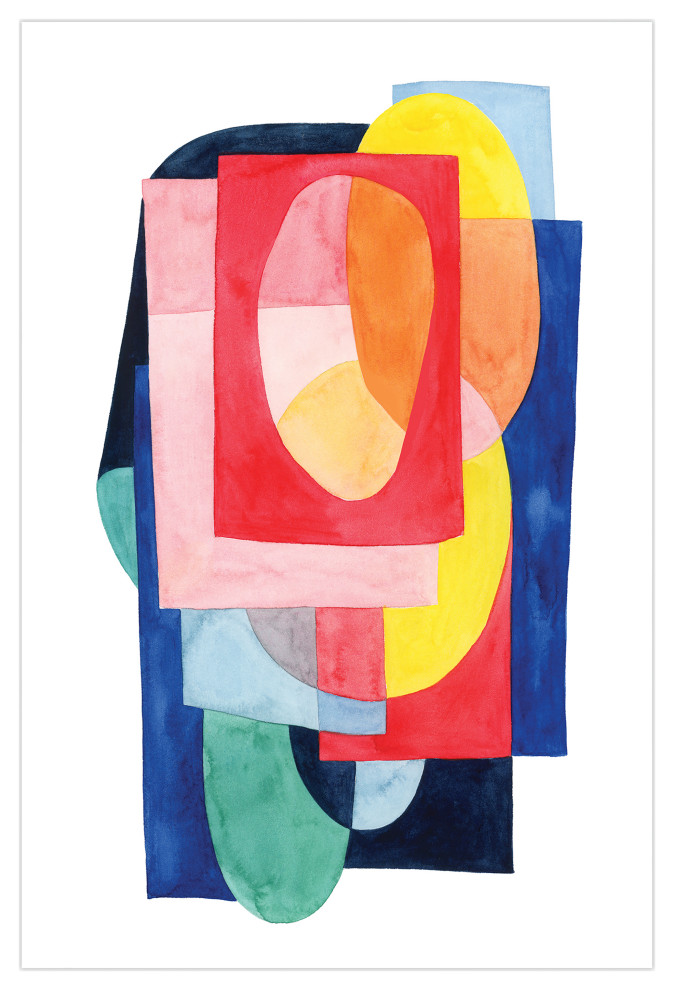 Colorful Abstract Wall Art Printed on Frameless Free Floating Tempered