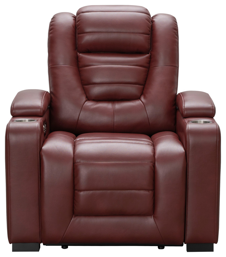Cyrus Leather Home Theater Power Recliner, Power Headrest