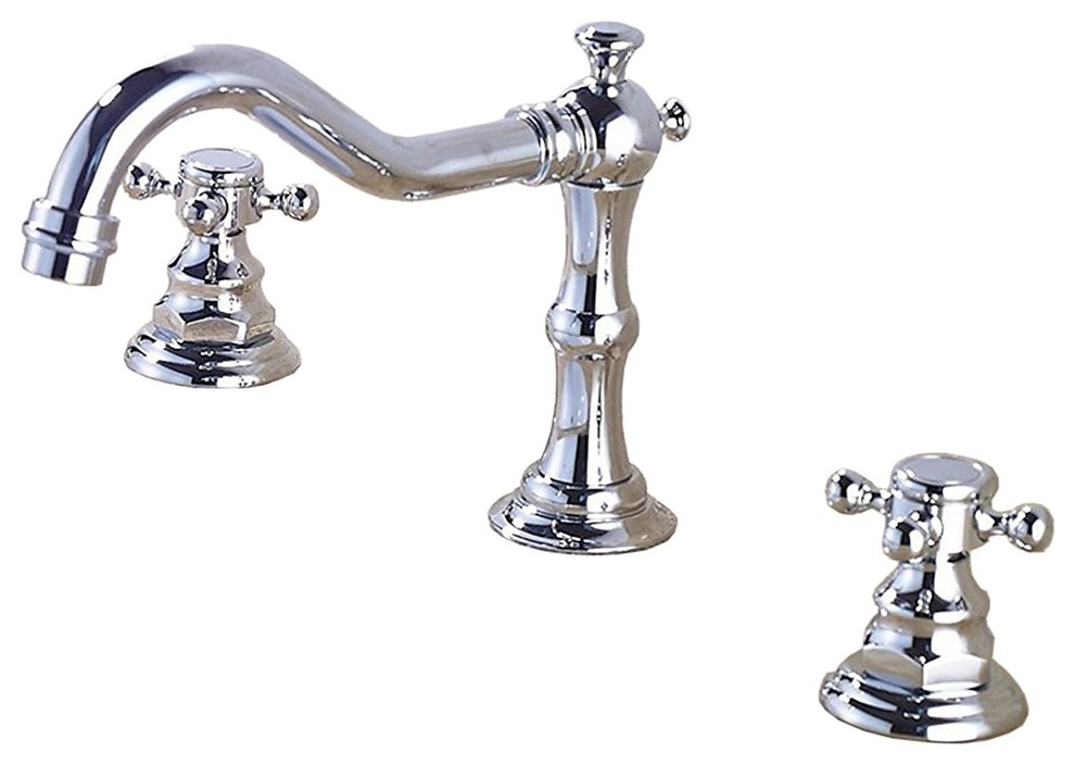 Deck Mounted 3Hole Double Handle Widespread Bathroom Faucet