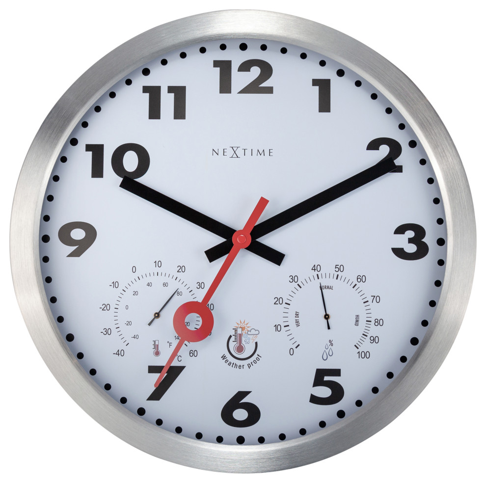 Clematis, 14 Inch Outdoor Weather Station Wall Clock Contemporary Outdoor Clocks by Unek