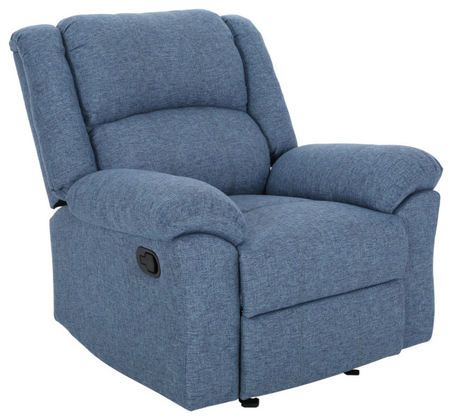 Nora Glider Recliner, Navy Blue Tweed/Black