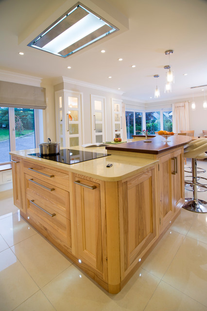 Brown Ash has a distinctive chocolate brown grain, and when the door panels are transitional-kitchen