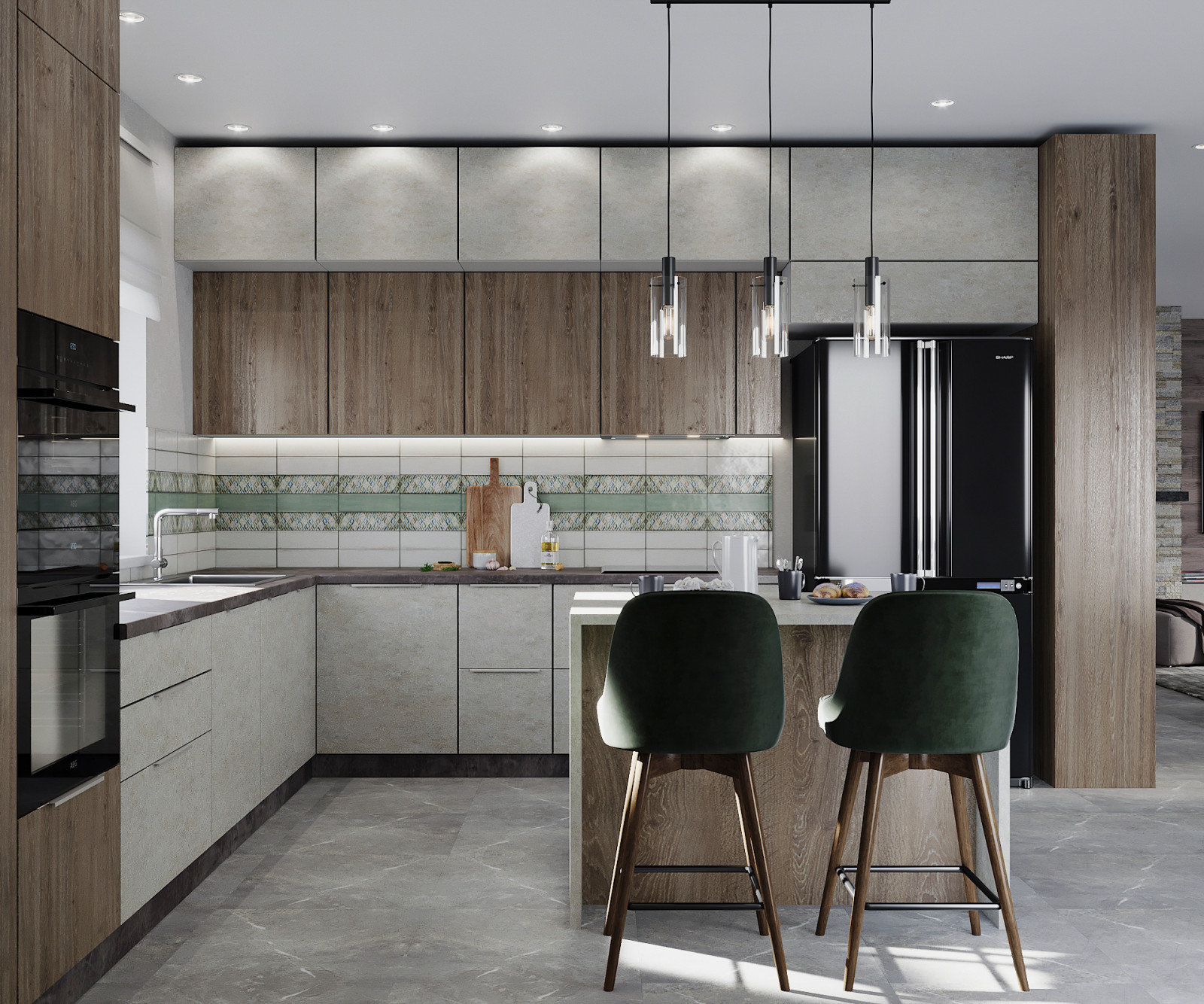 Кухня-гостиная в загородном доме в п. Волочаевка