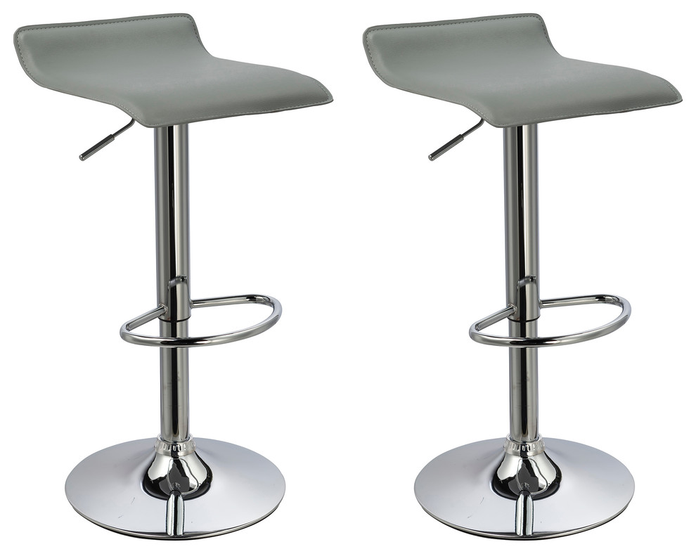 Ray Faux Leather Adjustable Bar Stools, Set of 2, Gray